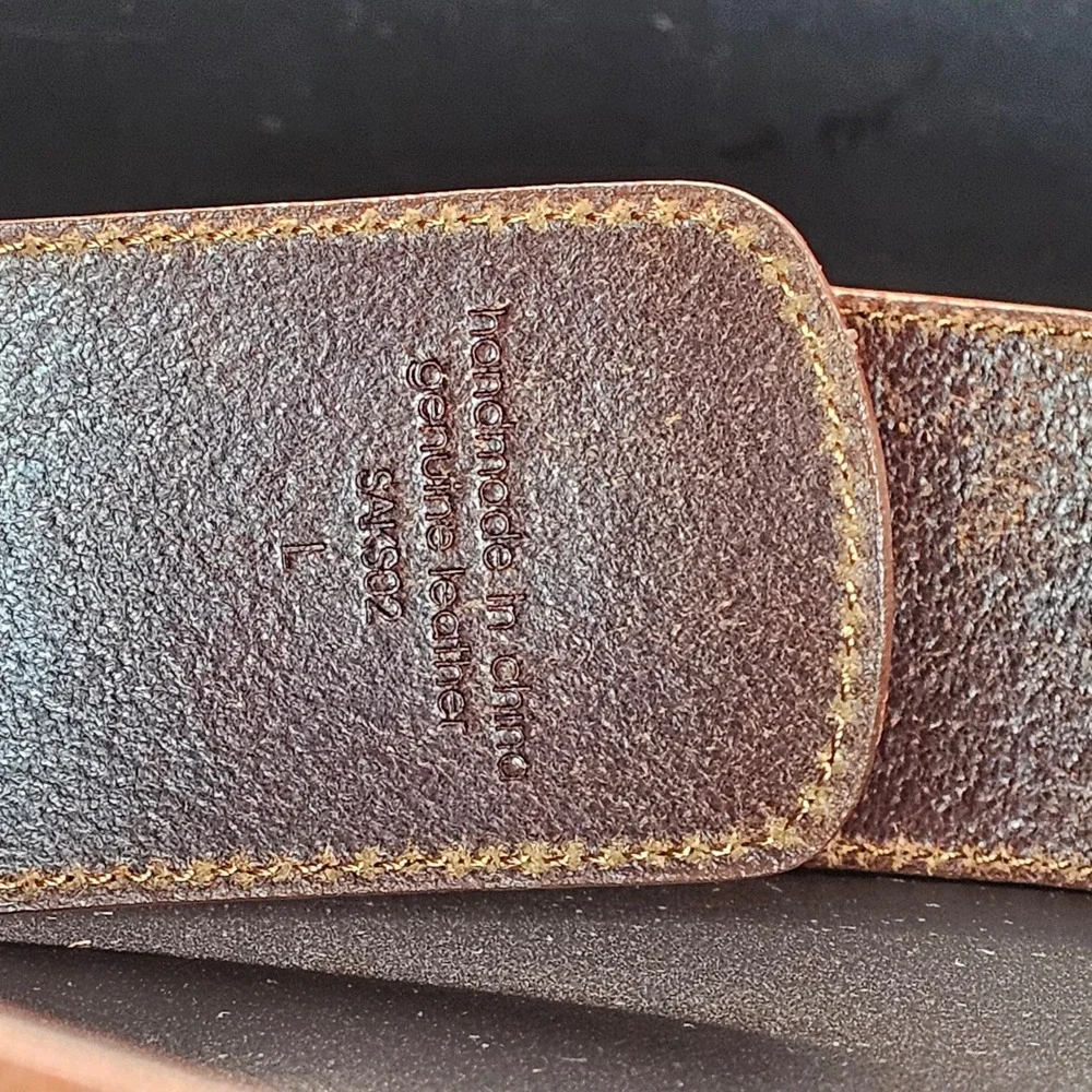 Vintage‎ Linea Pelle Collection Brown Genuine Leather Studded Belt Size L